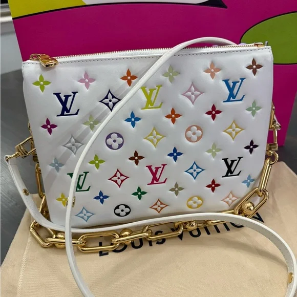 Louis Vuitton White Crossbody Bag with Multicolor Monogram - Picture 6 of 11